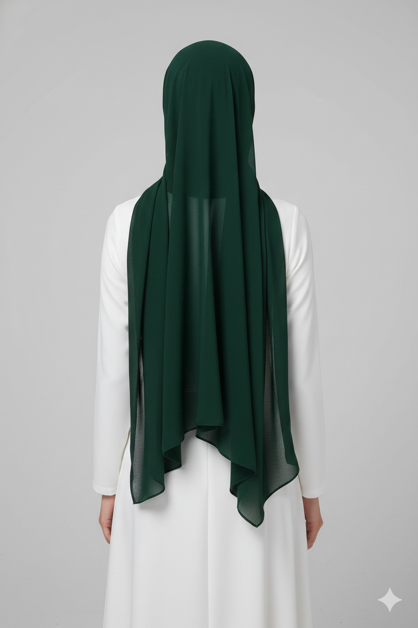 Deep emerald green georgette chiffon hijab
