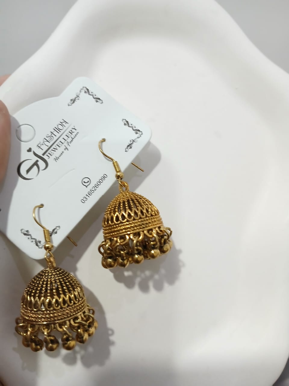 Antique Gold Filigree Jhumka Earrings