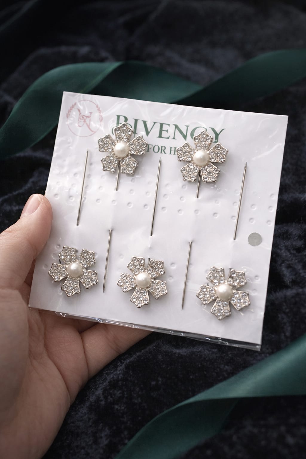 Dainty Floral Crystal Hijab Pins