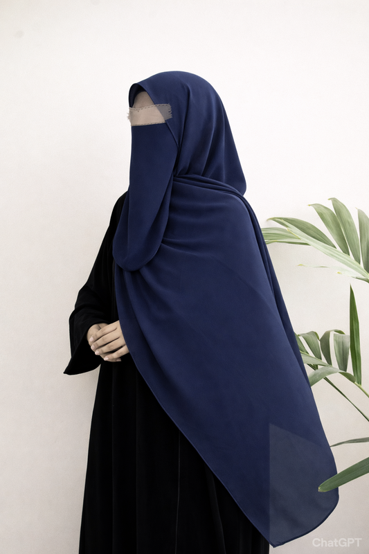 Navy Blue Hijab & Niqab Set