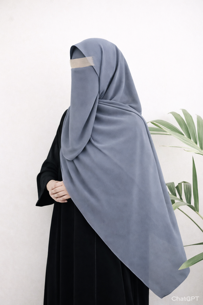 Steel Grey Niqab Set