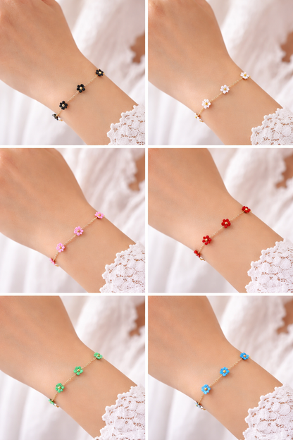 Colorful Flower Charm Gold Bracelet – Stainless Steel