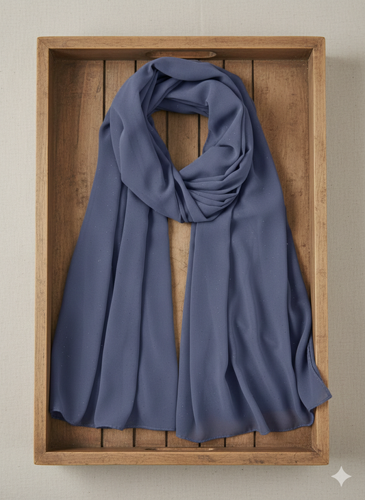 Dusty Teal Blue Georgette Chiffon Hijab