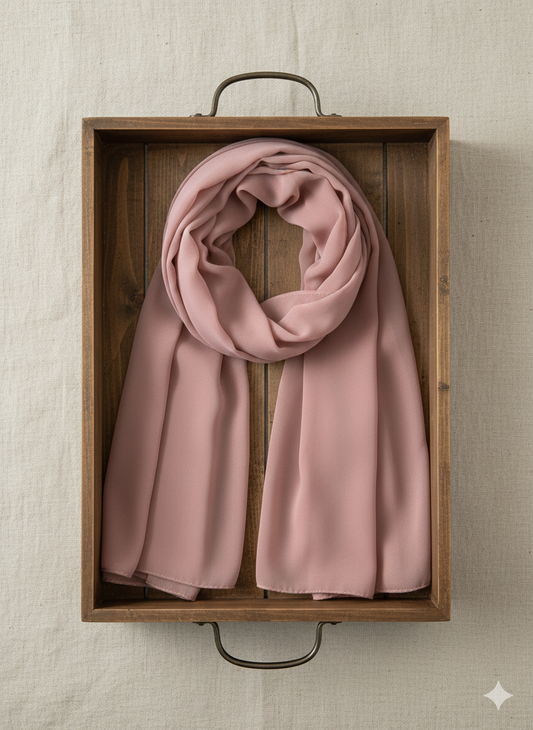 Soft dusty rose Georgette Chiffon hijab