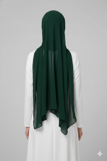 Deep emerald green georgette chiffon hijab