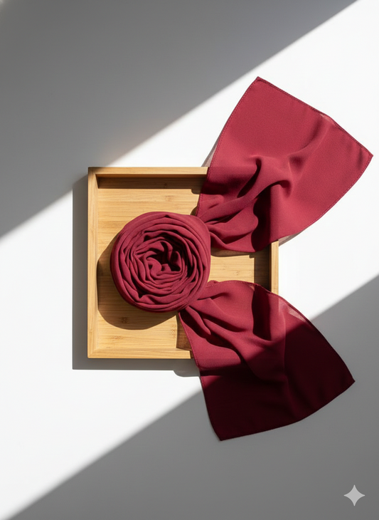Burgundy Wine Georgette Chiffon Hijab