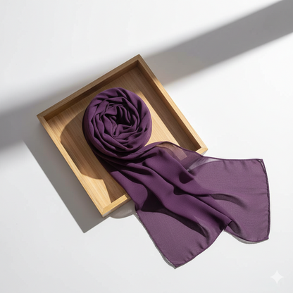Deep Pulm Purple Georgette Chiffon Hijab