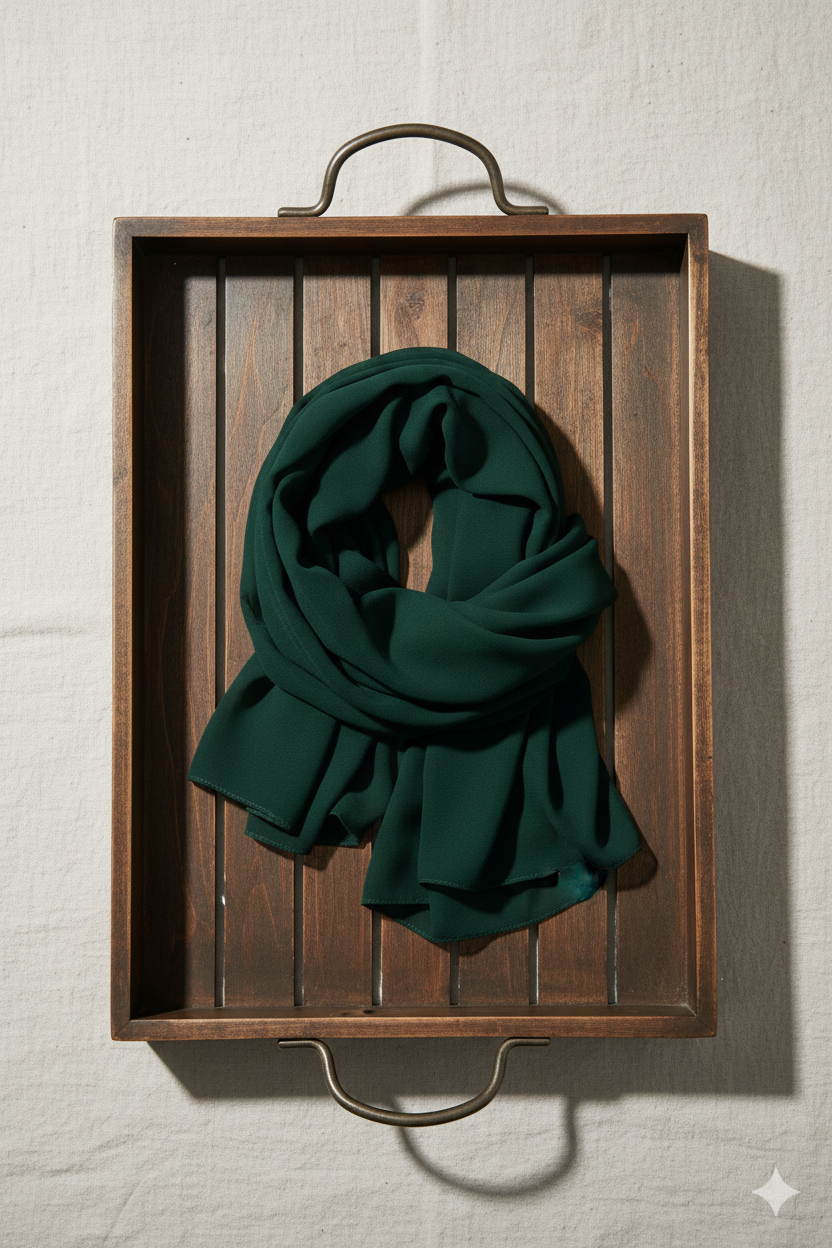 Deep emerald green georgette chiffon hijab