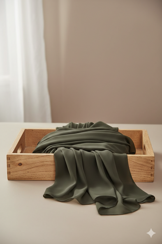 Deep Olive Green Georgette Chiffon Hijab