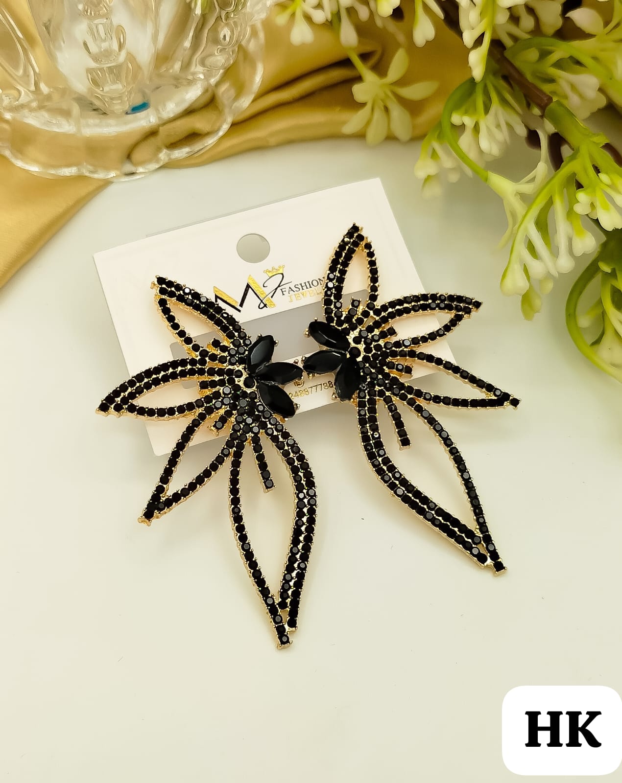 Black Crystal Butterfly Earrings