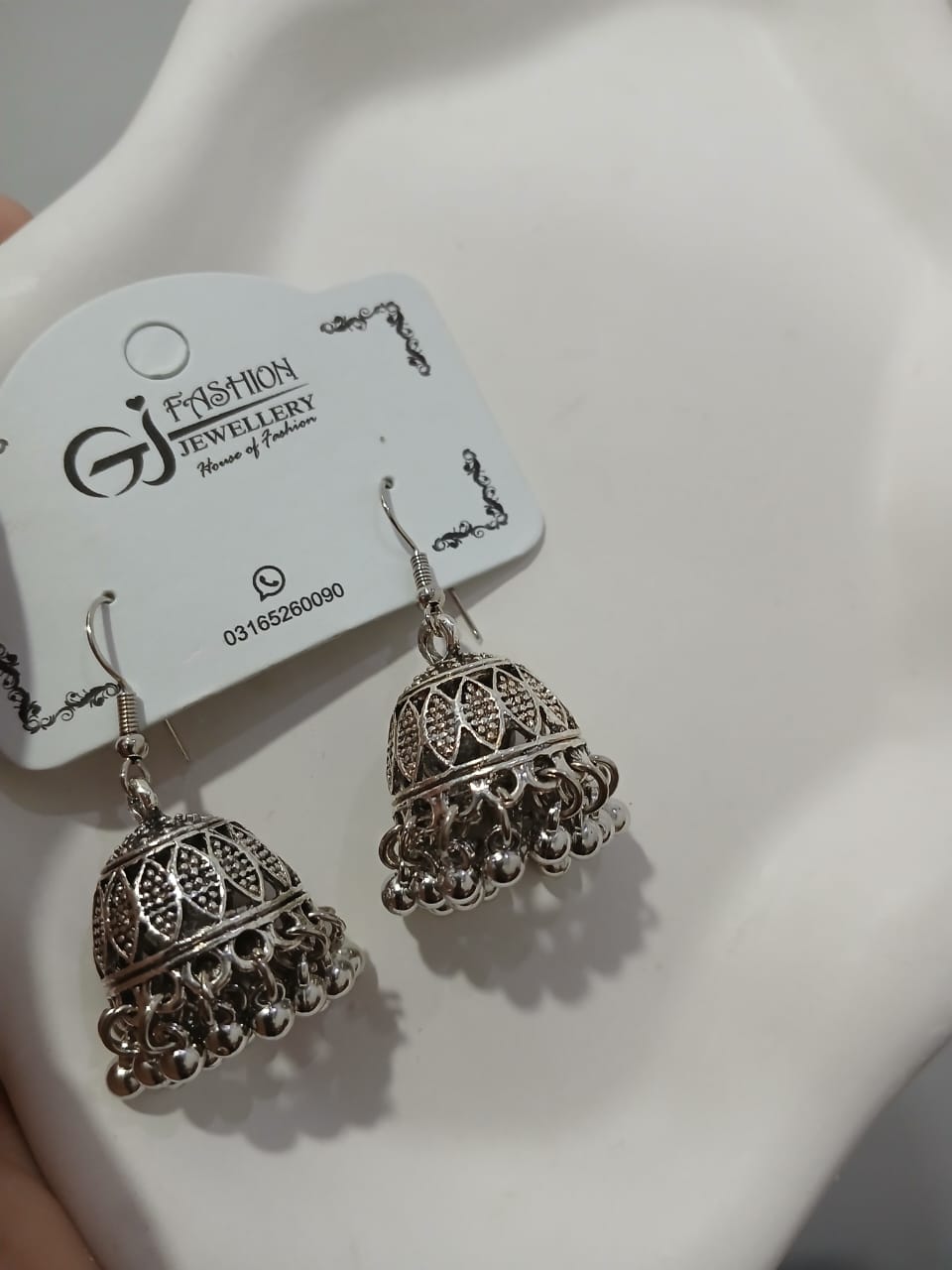 Antique Silver Filigree Jhumka Earrings
