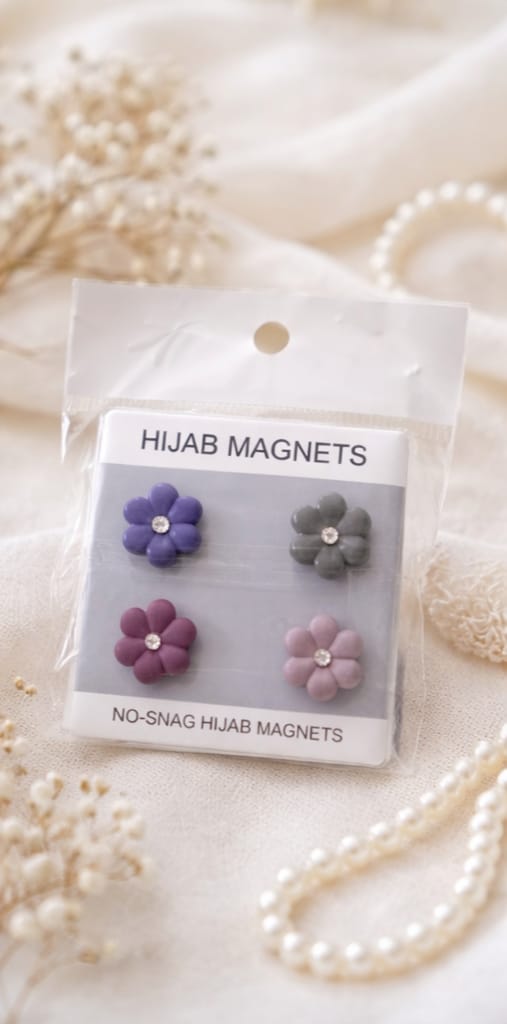 No-Snag Floral Hijab Magnets – Premium Matte Magnetic Scarf Pins