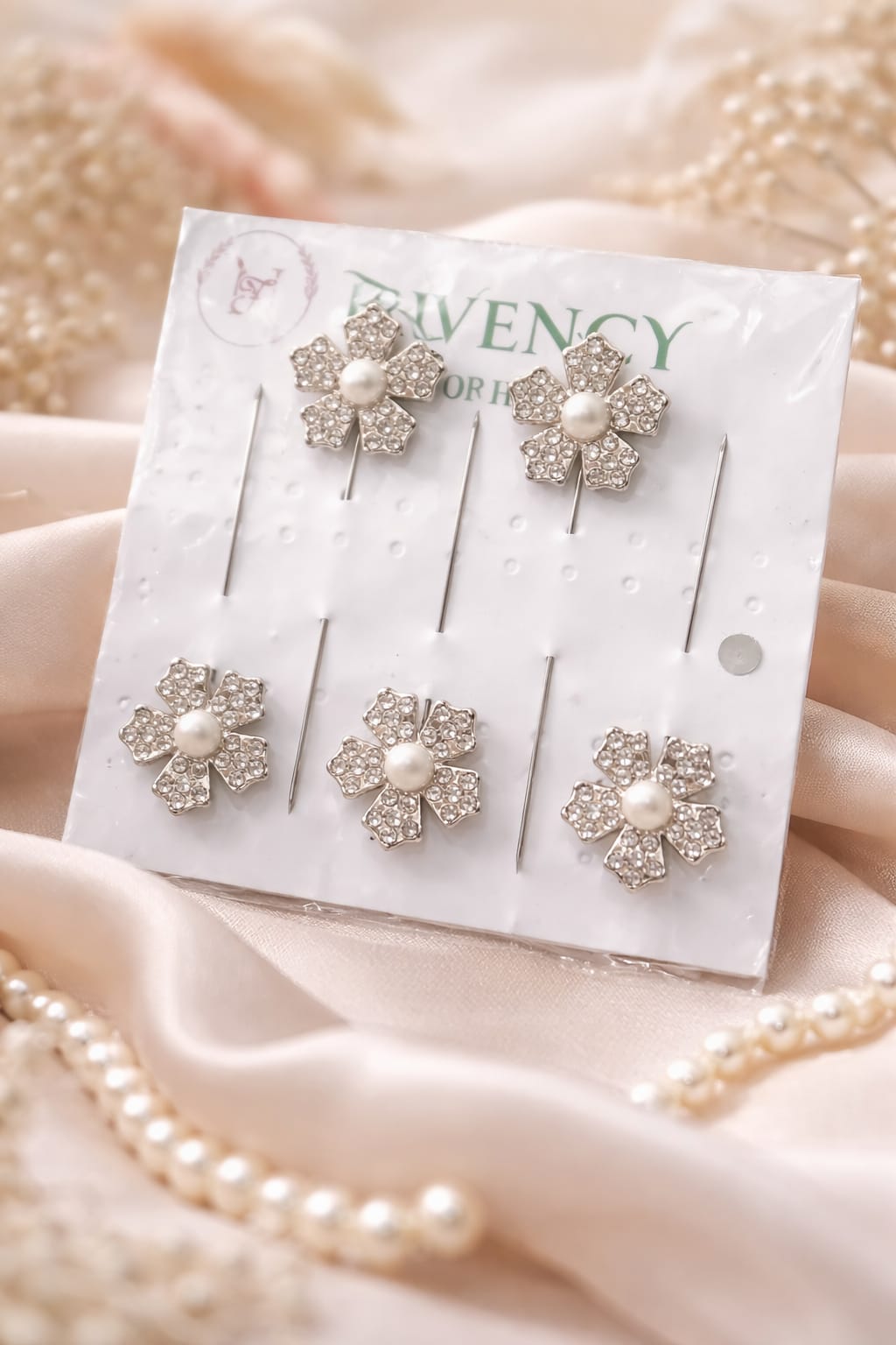 Dainty Floral Crystal Hijab Pins