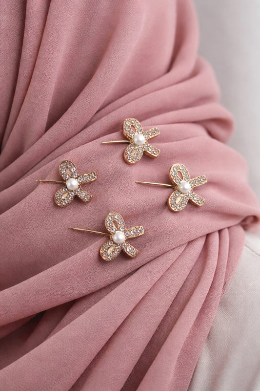 Sparkling Pearl Butterfly 1 Hijab Pin