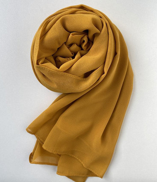 Mustard yellow georgette chiffon hijab